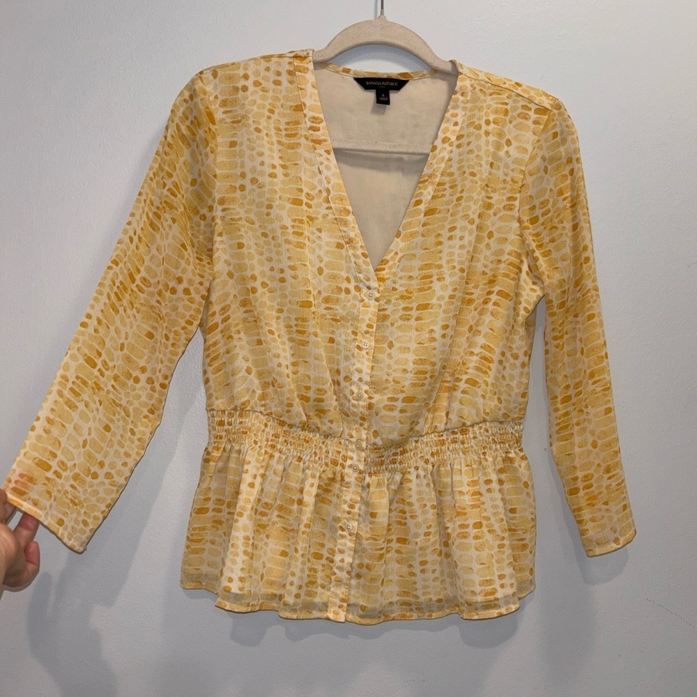 Banana Republic Yellow Patterned Blouse